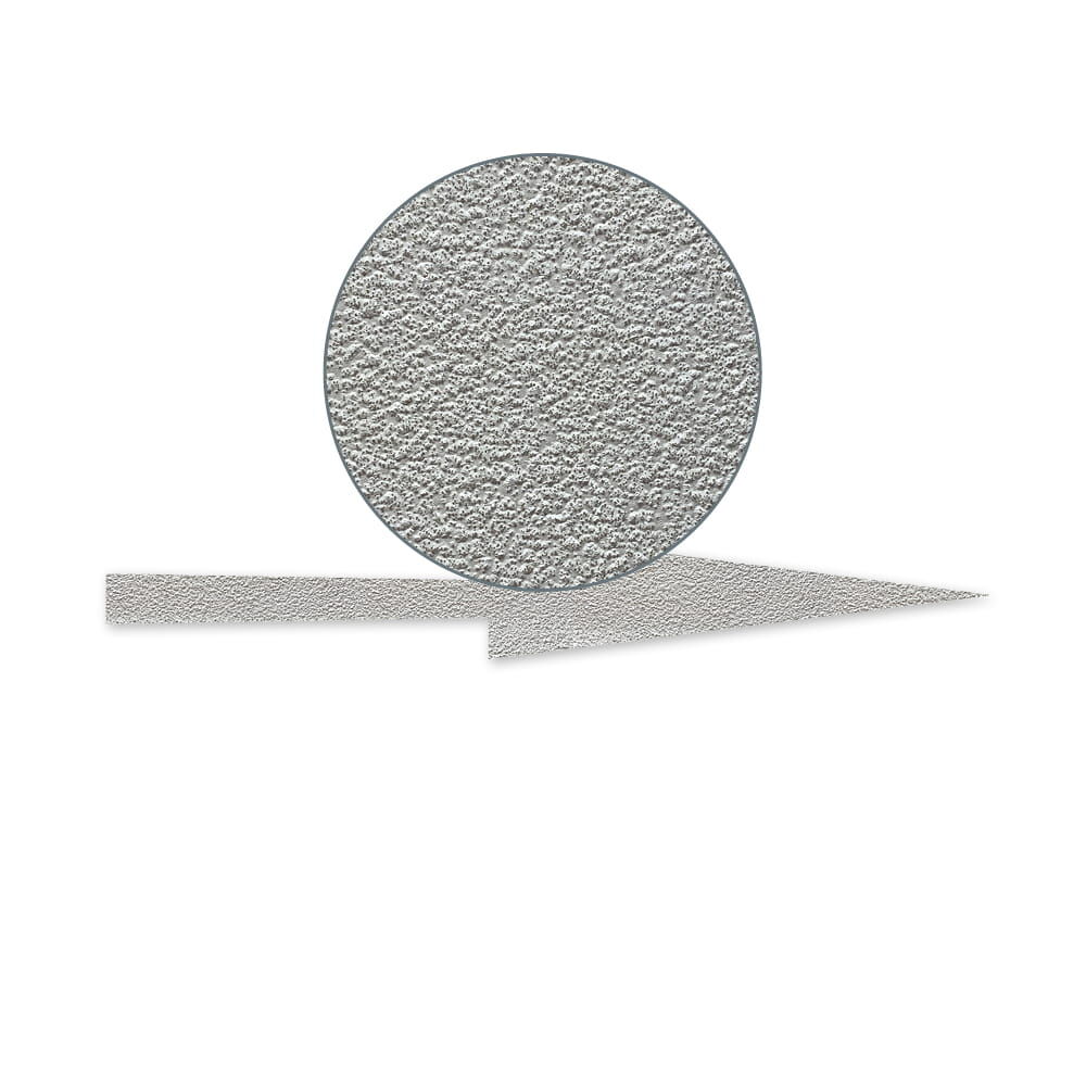 Pfeil "Geradeaus" für Fahrradwege aus Briteline mit Detaillupe der weißen Materialstruktur