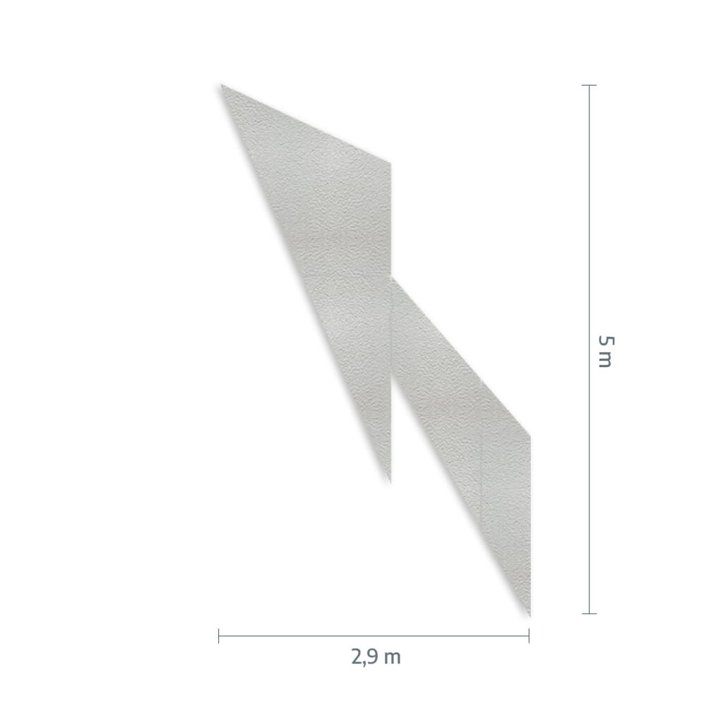 Maßgrafik des Pfeils: Breite 2,9 m, Höhe 5 m, Verkehrsklasse P6 in weiß