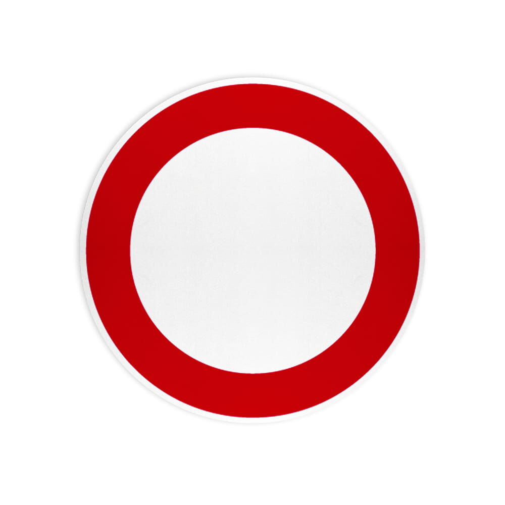 Verkehrszeichen 250 "erbot für Fahrzeuge alle Art". Flachform, RA1