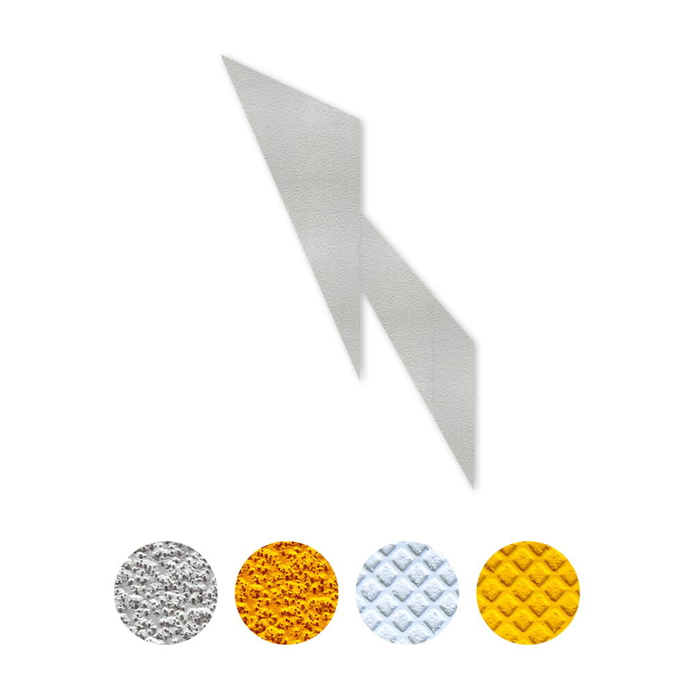 Selbstklebender Pfeil "Vorankündigung Links", erhältlich in weiß und gelb, Verkehrsklasse P6 oder P7