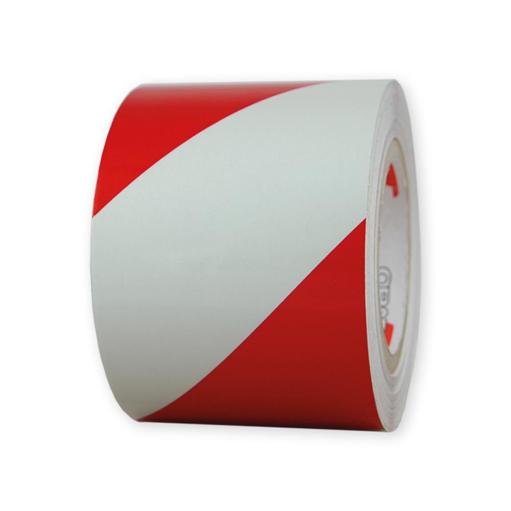 Einzelne Rolle Orafol ORALITE 5431 Industrie-Warnfolie rot-weiß diagonal, 100 mm, linksweisend