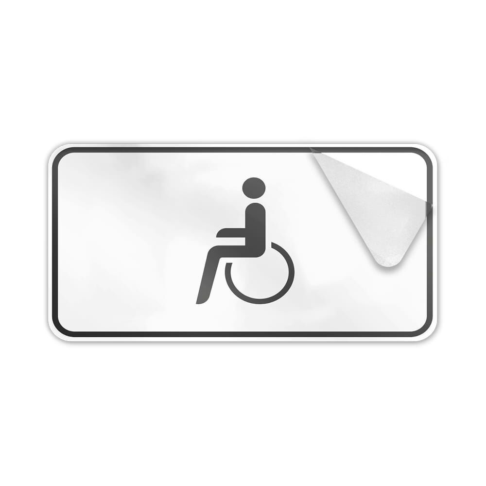 Astifol Anti-Sticker Rechteckfolie auf Rollstuhlschild montiert
