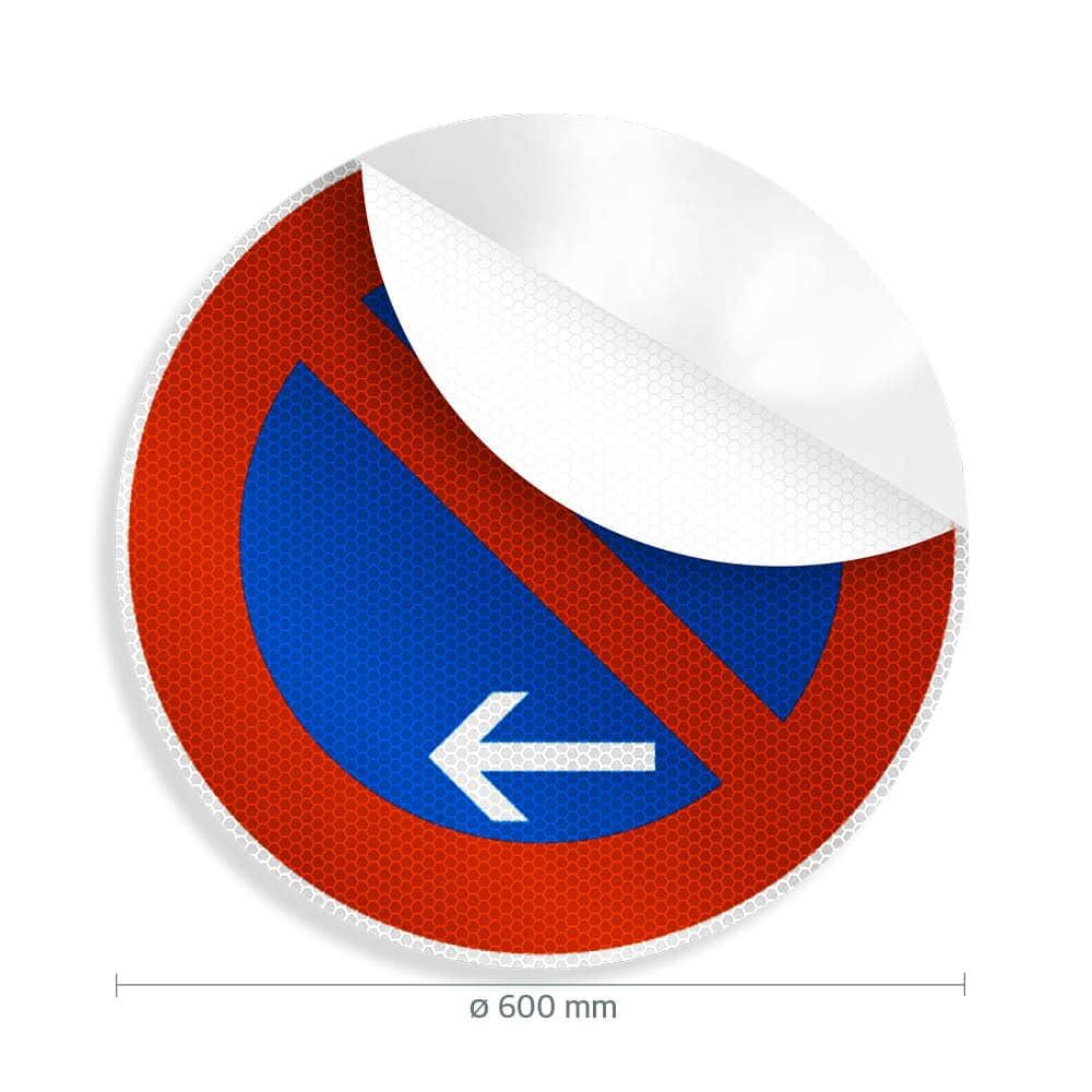 Eingeschränktes Haltverbot, Folie angehoben, Maßangabe Ø 600 mm