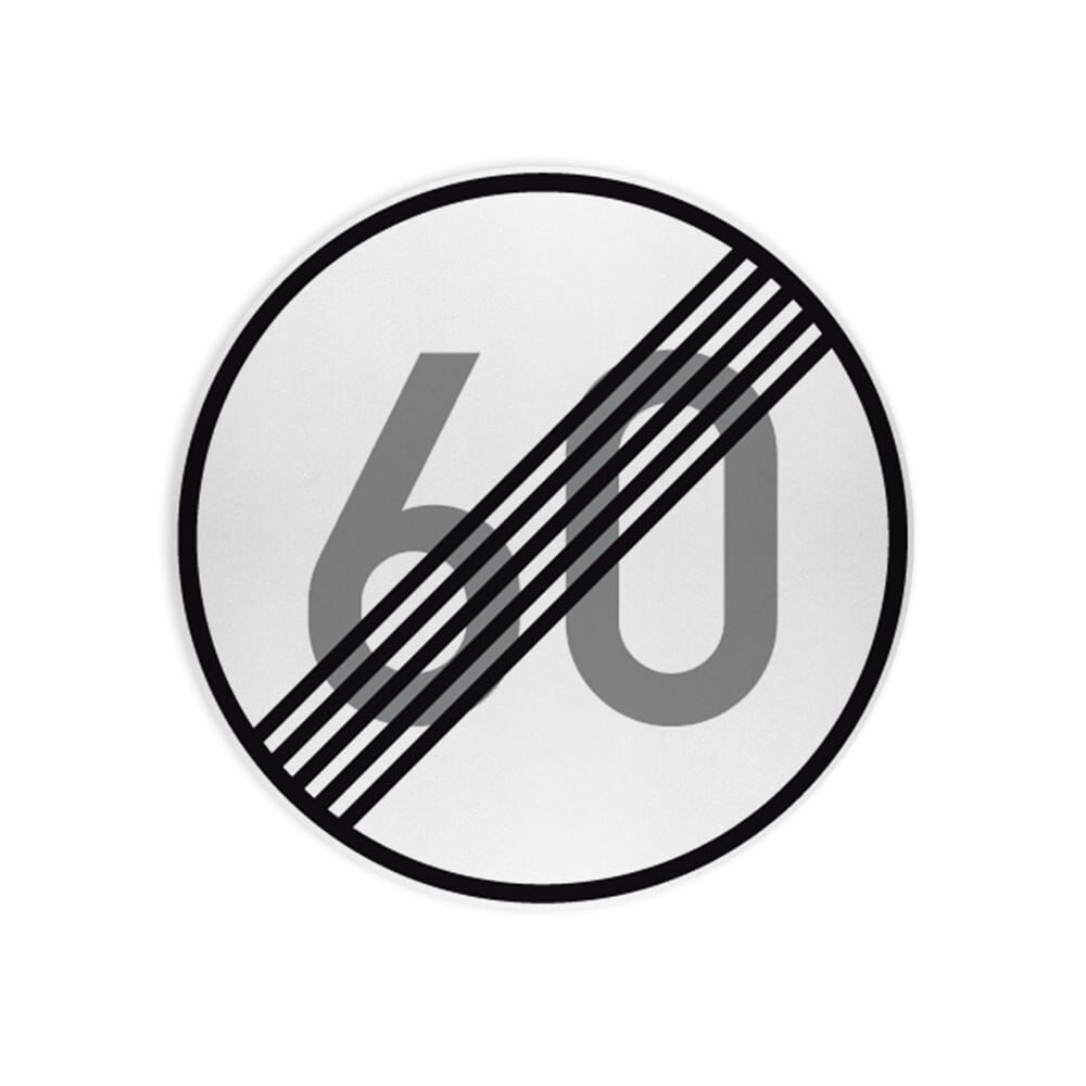 VZ 278-60 Ende der zulässigen Höchstgeschwindigkeit 60 km/h VZ 278-60 Ende der zulässigen Höchstgeschwindigkeit 60 km/h