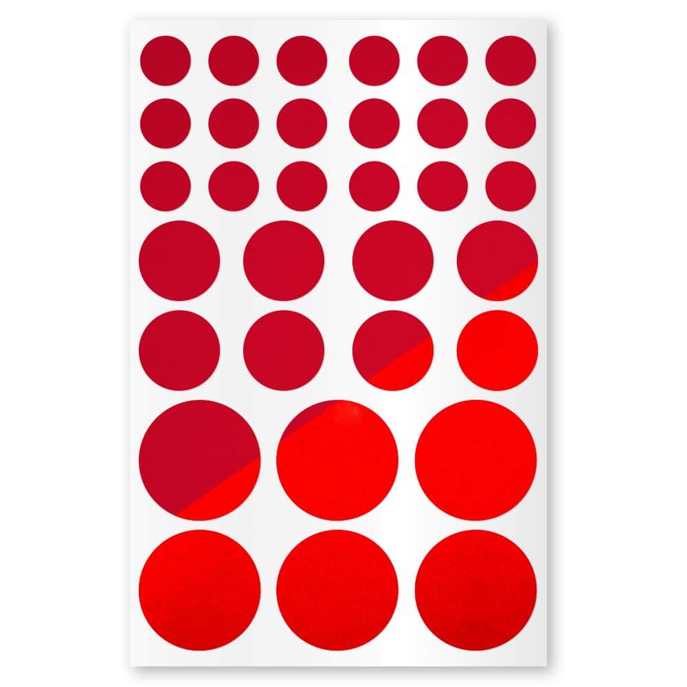 Reflexsticker Light Punkte in Rot auf Stickerbogen
