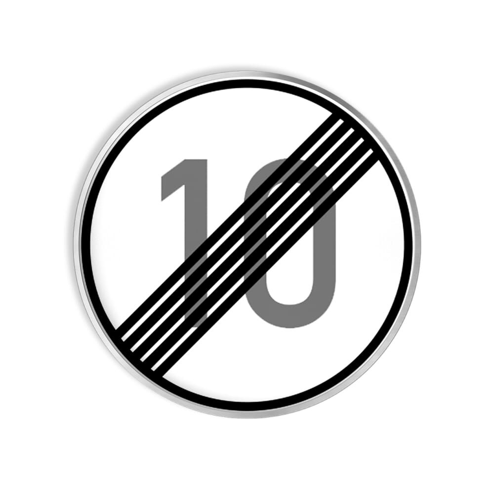 VZ 278-10 Ende der zulässigen Höchstgeschwindigkeit 10 km/h VZ 278-10 Ende der zulässigen Höchstgeschwindigkeit 10 km/h