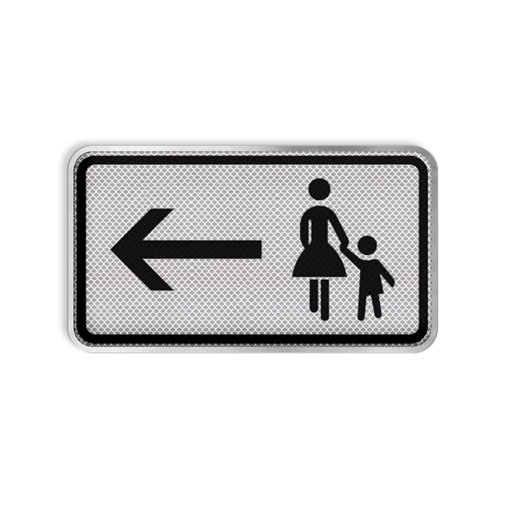 VZ 1000-12 Fußgänger Gehweg gegenüber benutzen, linksweisend VZ 1000-12 Fußgänger Gehweg gegenüber benutzen, linksweisend