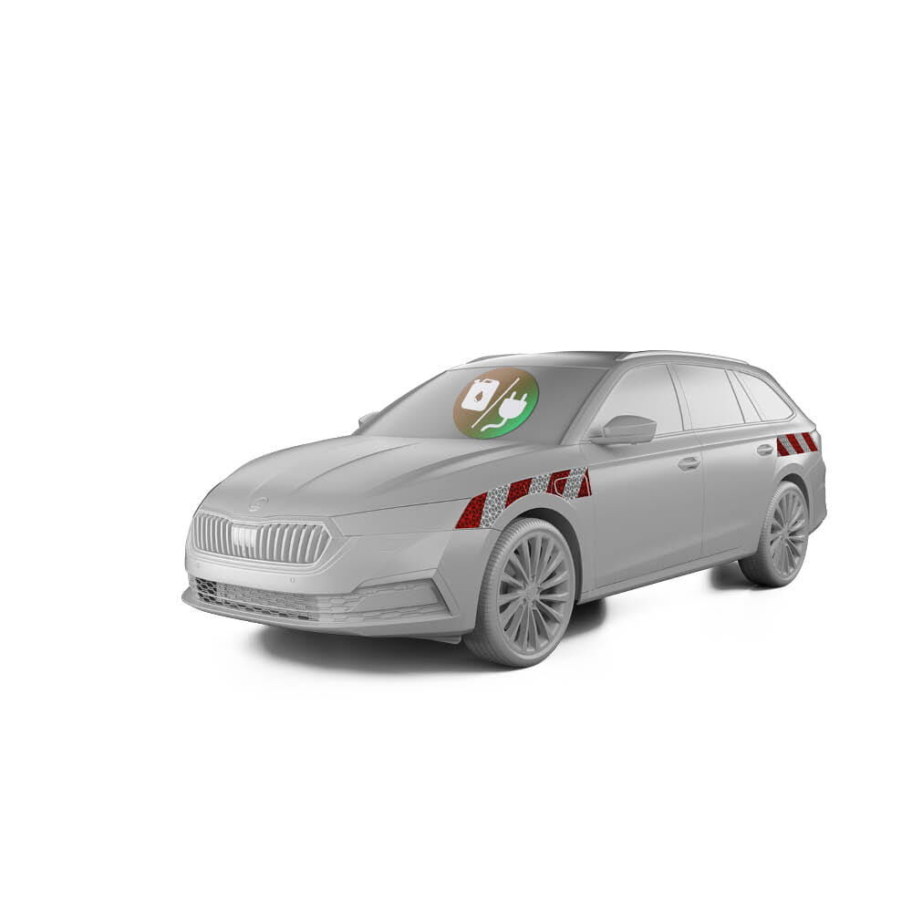 Skoda Octavia Combi iV Hybrid mit Seitenwarnmarkierung, Baujahr 2021