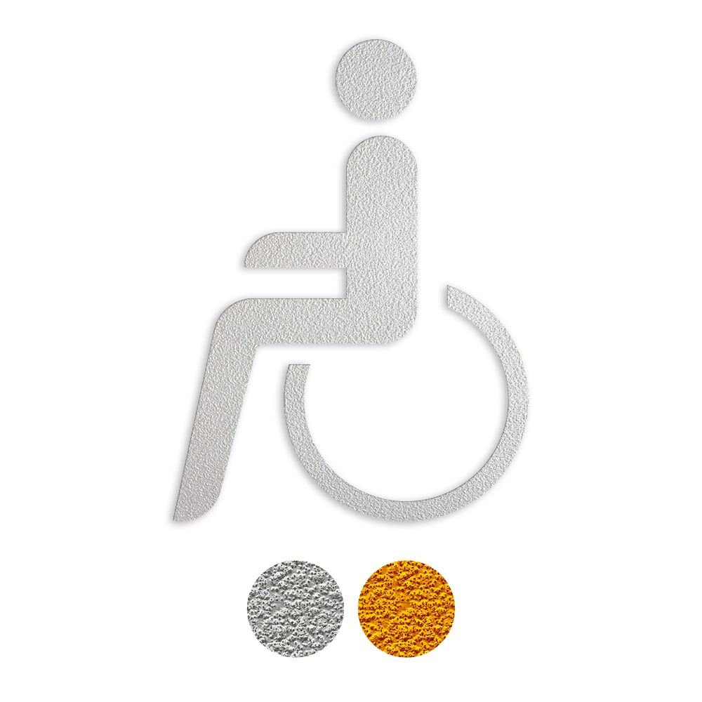 Rollstuhlsymbol als Bodenmarkierung, verfügbar in Weiß oder Gelb