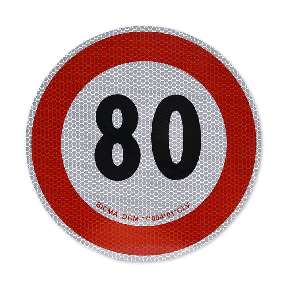 Reflektierendes Geschwindigkeitsschild 80 km/h für Italien, frontal abgebildet