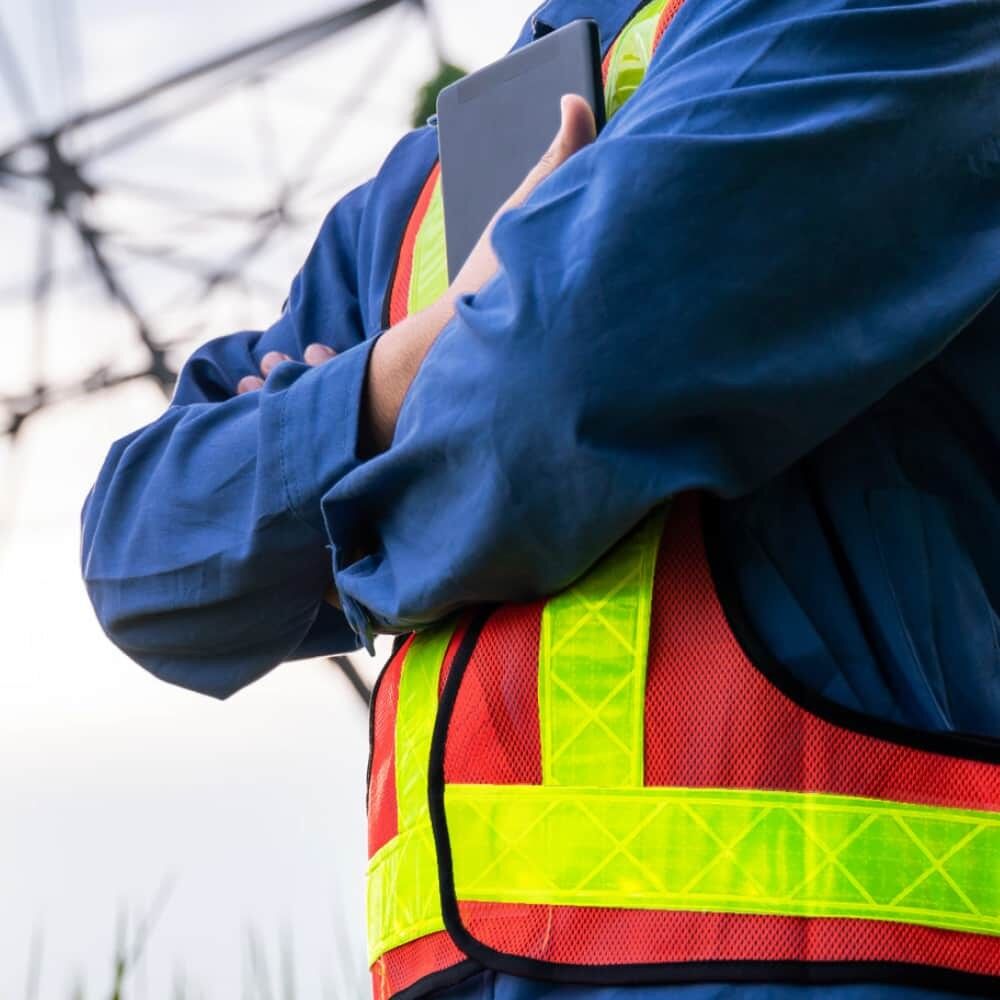 Warnweste mit ORALITE GP-340 fluor-lime Reflexband, erhöhte Sichtbarkeit