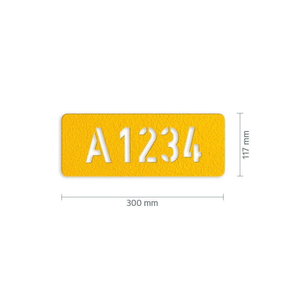 3M Stamark Zahlenfeld „A1234“ in Gelb, 300 × 117 mm, rutschhemmende Oberfläche