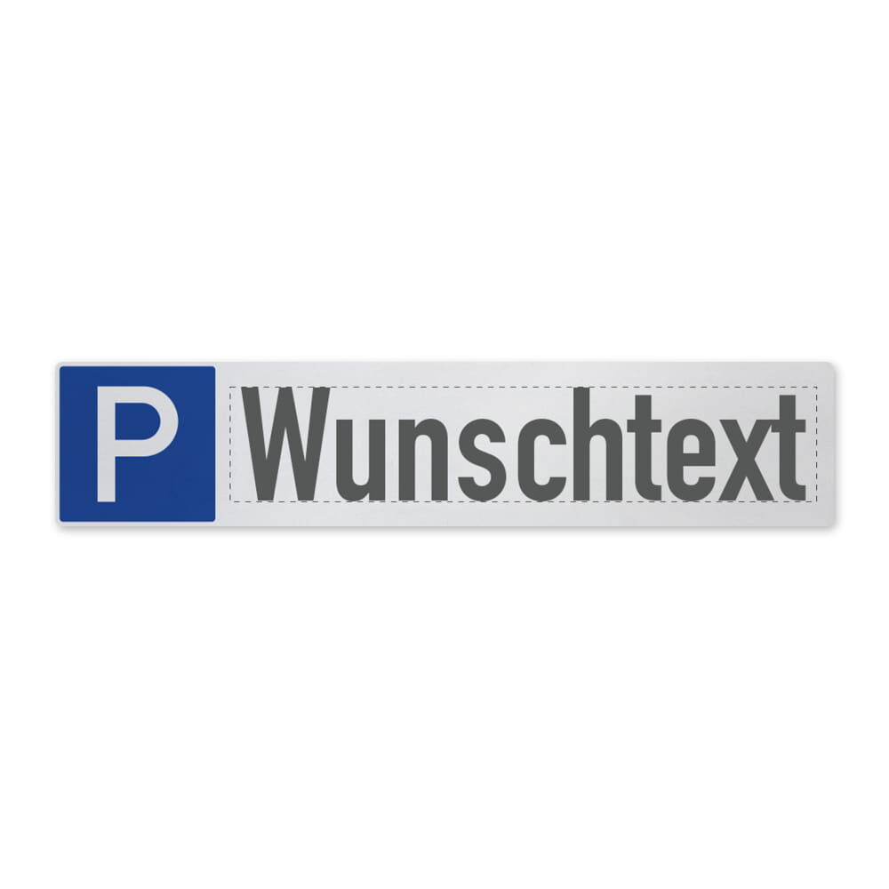 Reflektierendes Parkplatzschild mit Platz für individuellen Text