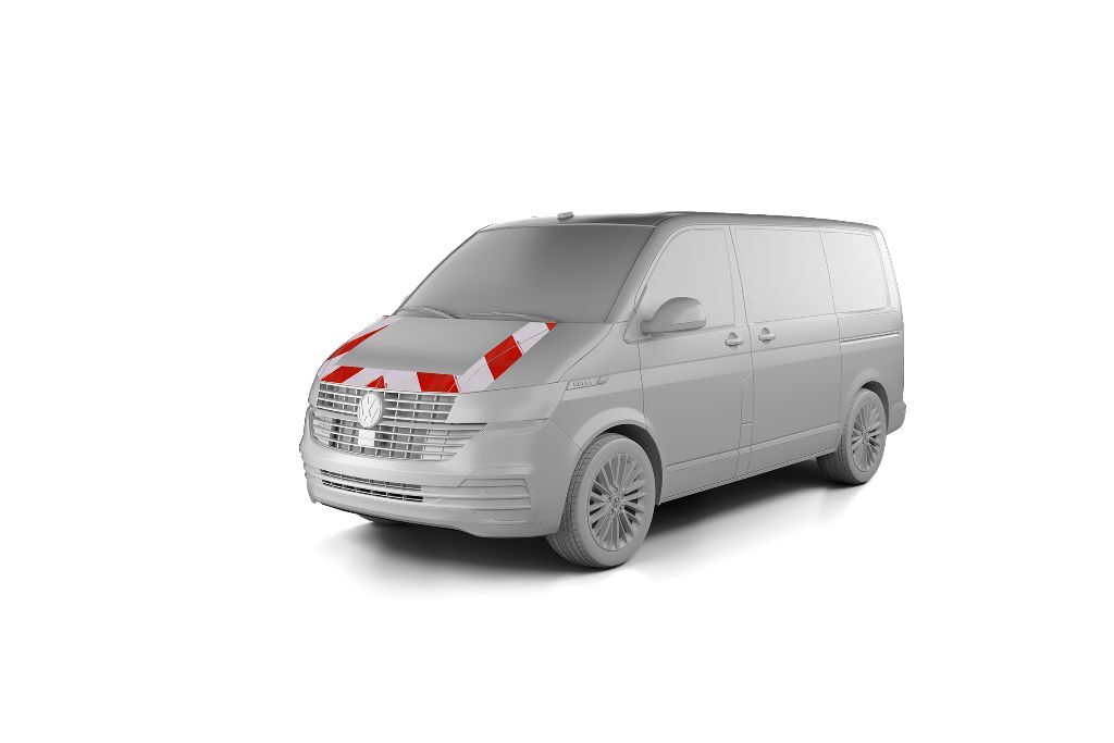VW T6/T6.1, ausgestattet mit Frontwarnmarkierung nach BF3