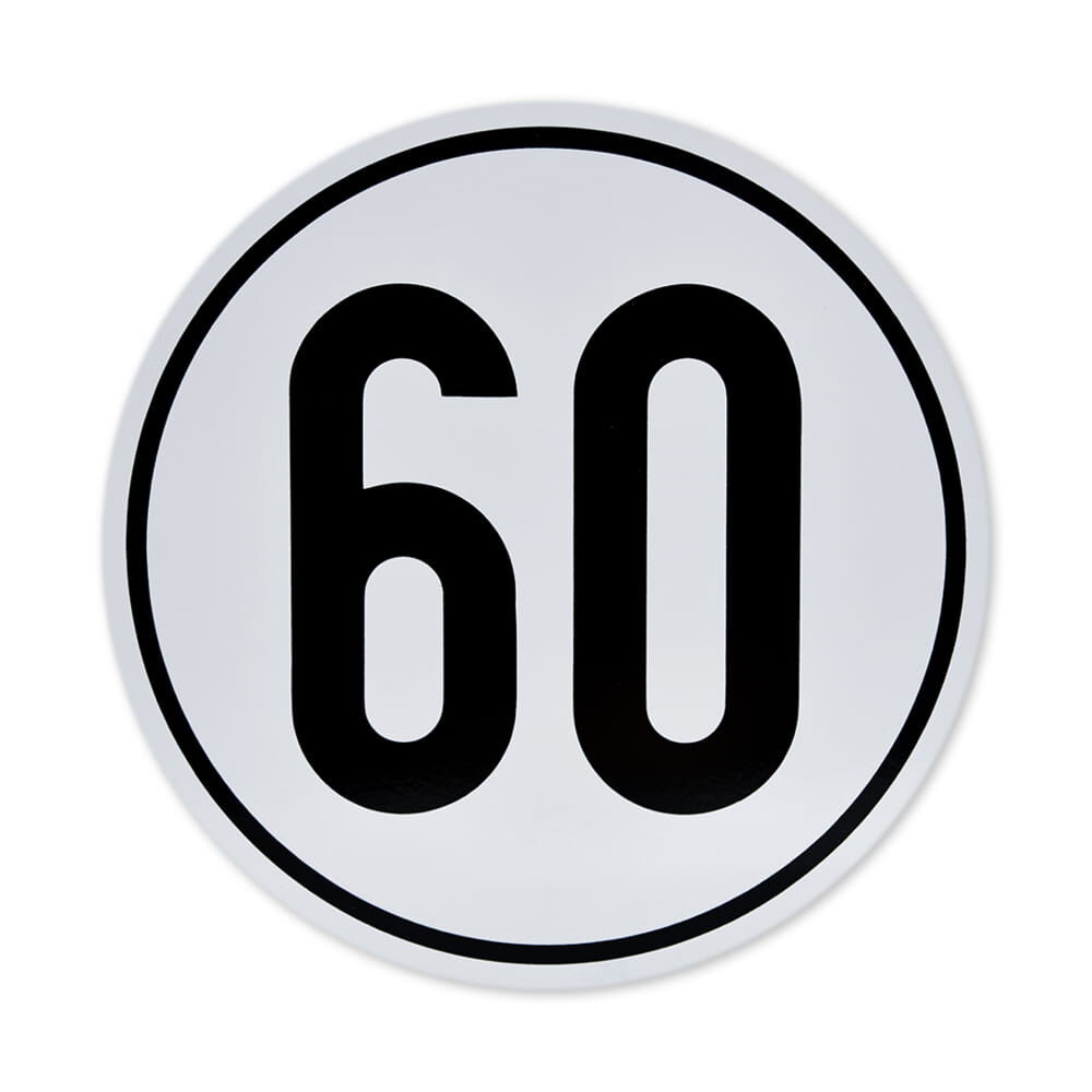Geschwindigkeitsschild 60 km/h für Deutschland, Frontalansicht