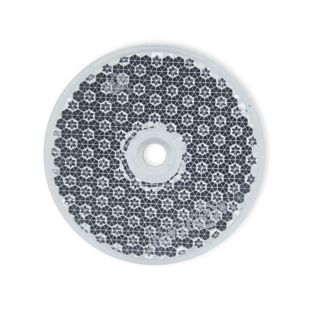 Vorderseite: runder Reflektor Ø60 mm, weiß, mittiges Bohrloch