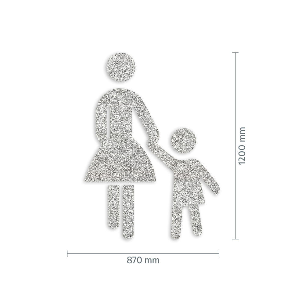 Maßgrafik des Piktogramms, Breite 870 mm, Höhe 1200 mm Verkehrsklasse P6 in weiß