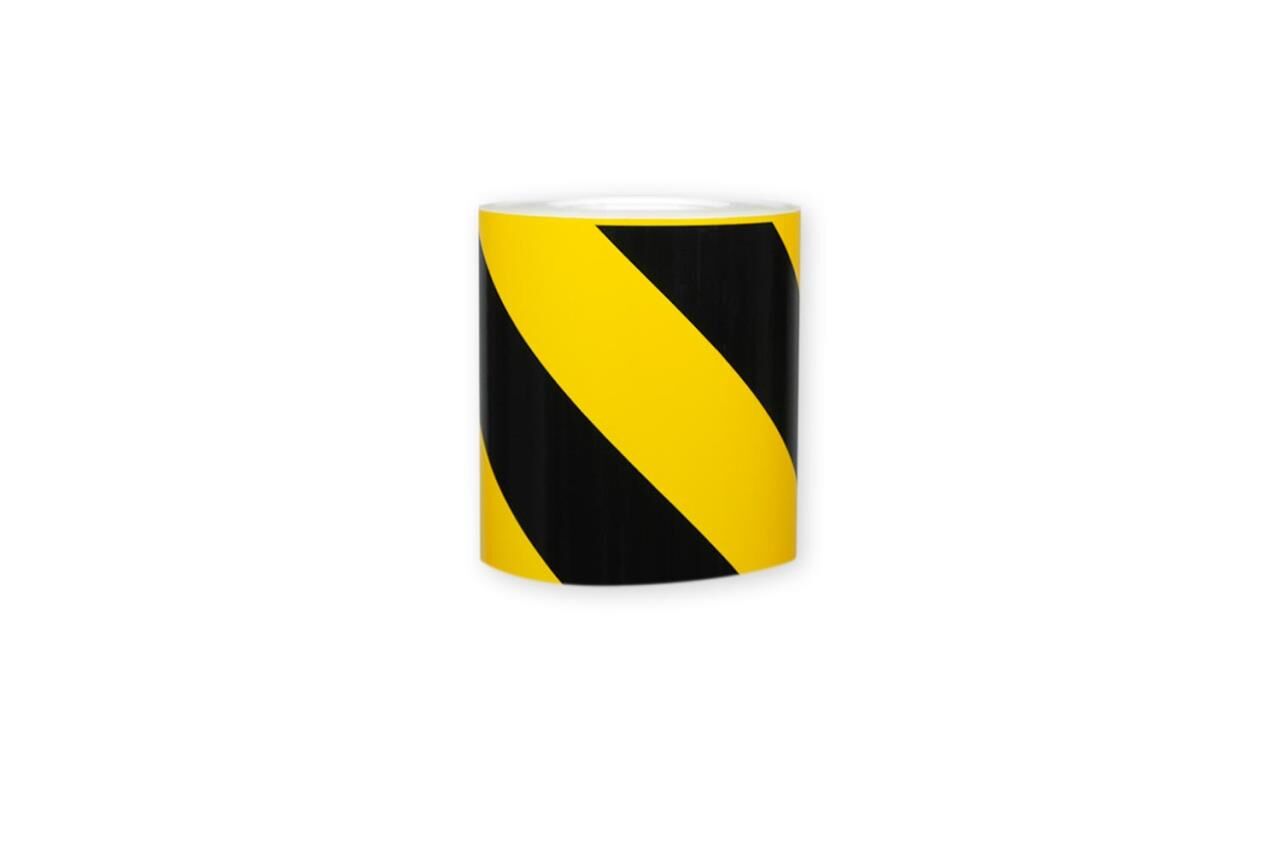 Einzelne Rolle Orafol ORALITE 5431 Industrie-Warnfolie schwarz-gelb, 150 mm, linksweisend