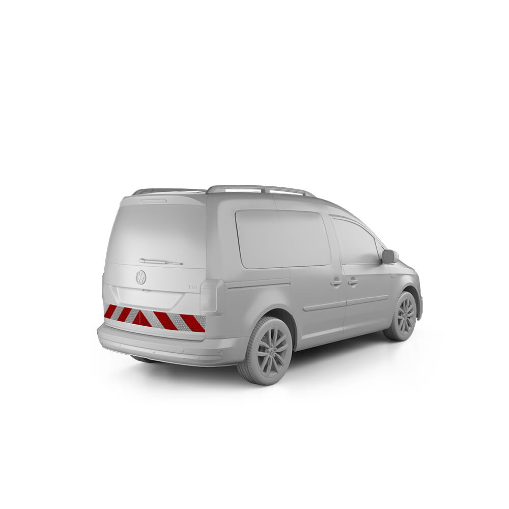 VW Caddy IV Maxi mit Heckklappe, ausgestattet mit Heckwarnmarkierung, Baujahr 2015