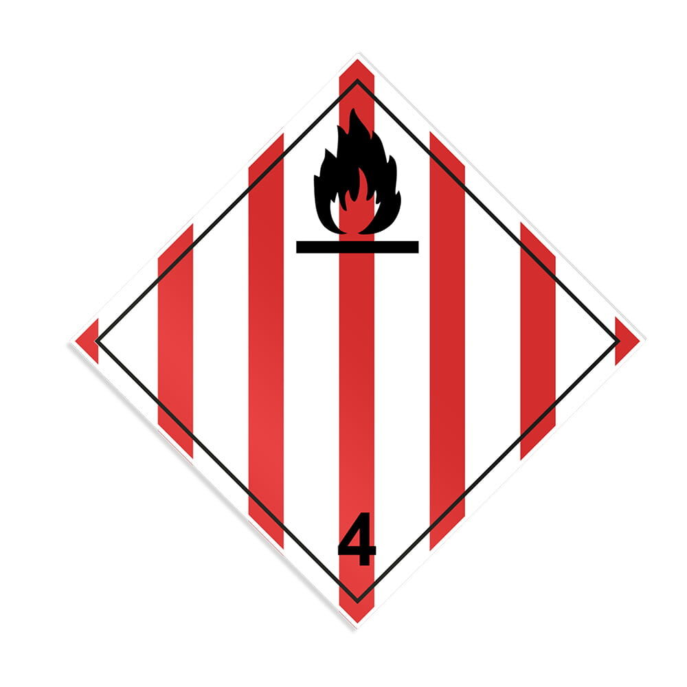 ADR Gefahrzettel Klasse 4.1 Entzündbare, feste Stoffe, selbstzersetzliche Stoffe, polymerisierende Stoffe und desensibilisierte, explosive, feste Stoffe