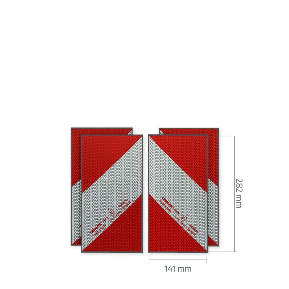 Reflecto 5921M Warnmarkierung 282 × 141 mm, Set aus vier Zuschnitten mit Maßangaben