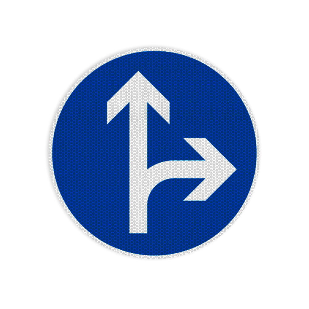 VZ 214 Vorgeschriebene Fahrtrichtung geradeaus oder rechts VZ 214 Vorgeschriebene Fahrtrichtung geradeaus oder rechts