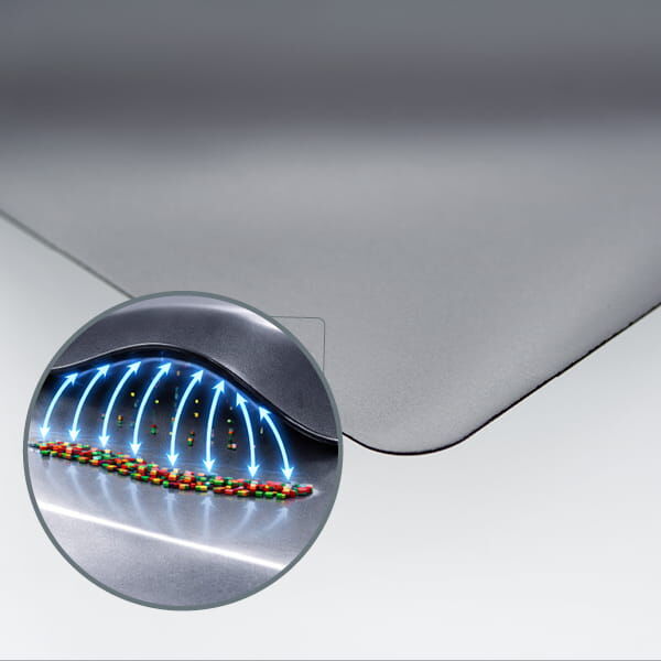 Flexible Warnmarkierung mit magnetischer Haftung und Detailansicht der Struktur