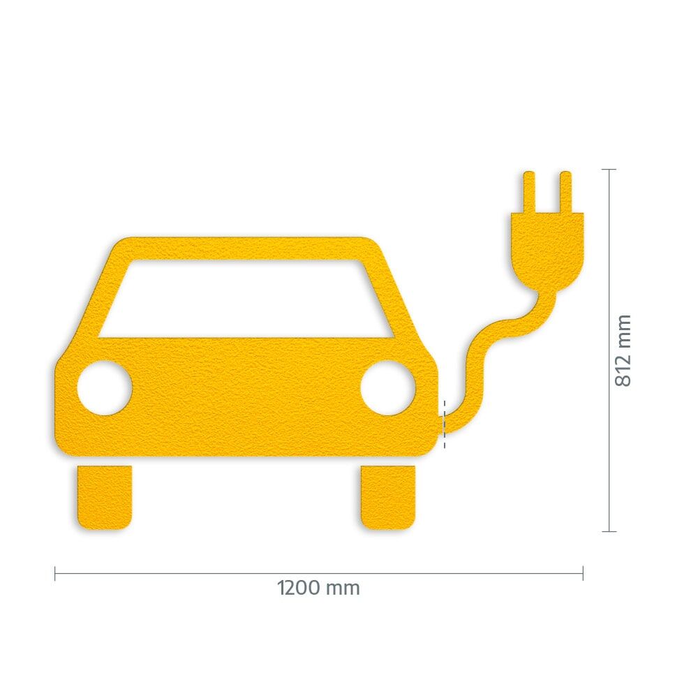 Maße weiße Fahrbahnmarkierungsfolie Elektroauto: 1200 x 812 mm