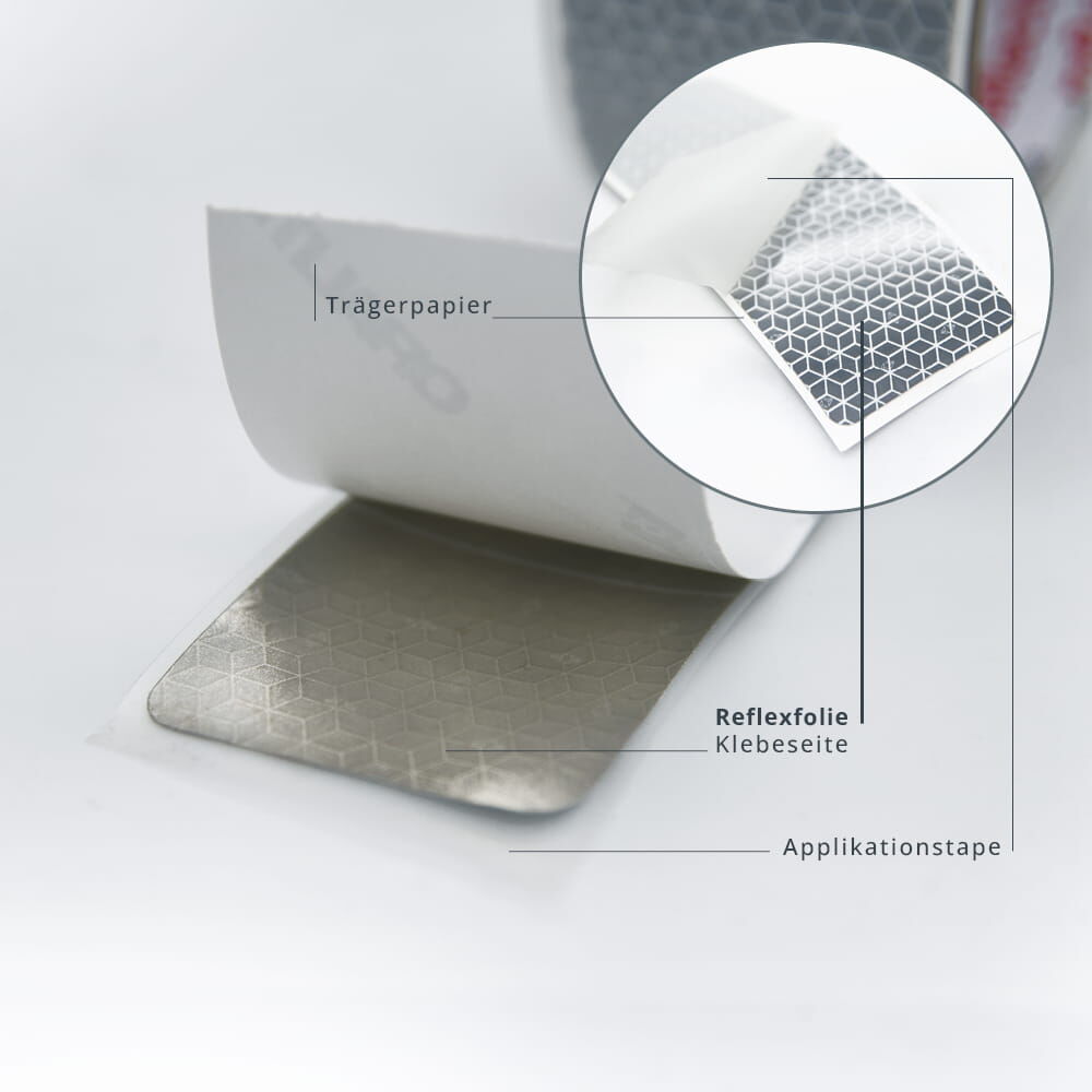 Orafol VC110 Maxi Gap wird von der Trägerfolie gelöst, Detail der Struktur
