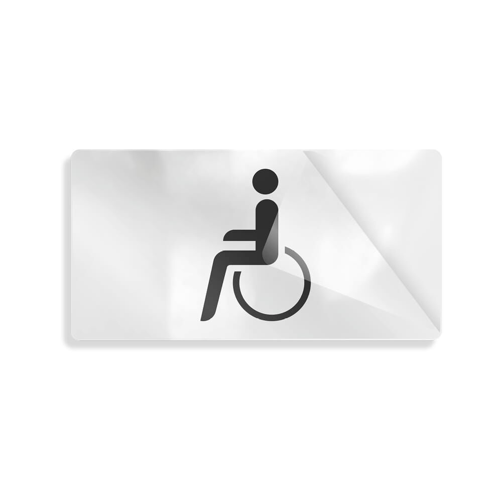 Overlay mit Rollstuhl-Piktogramm aus ablösbarer Folie mit Abziehecke