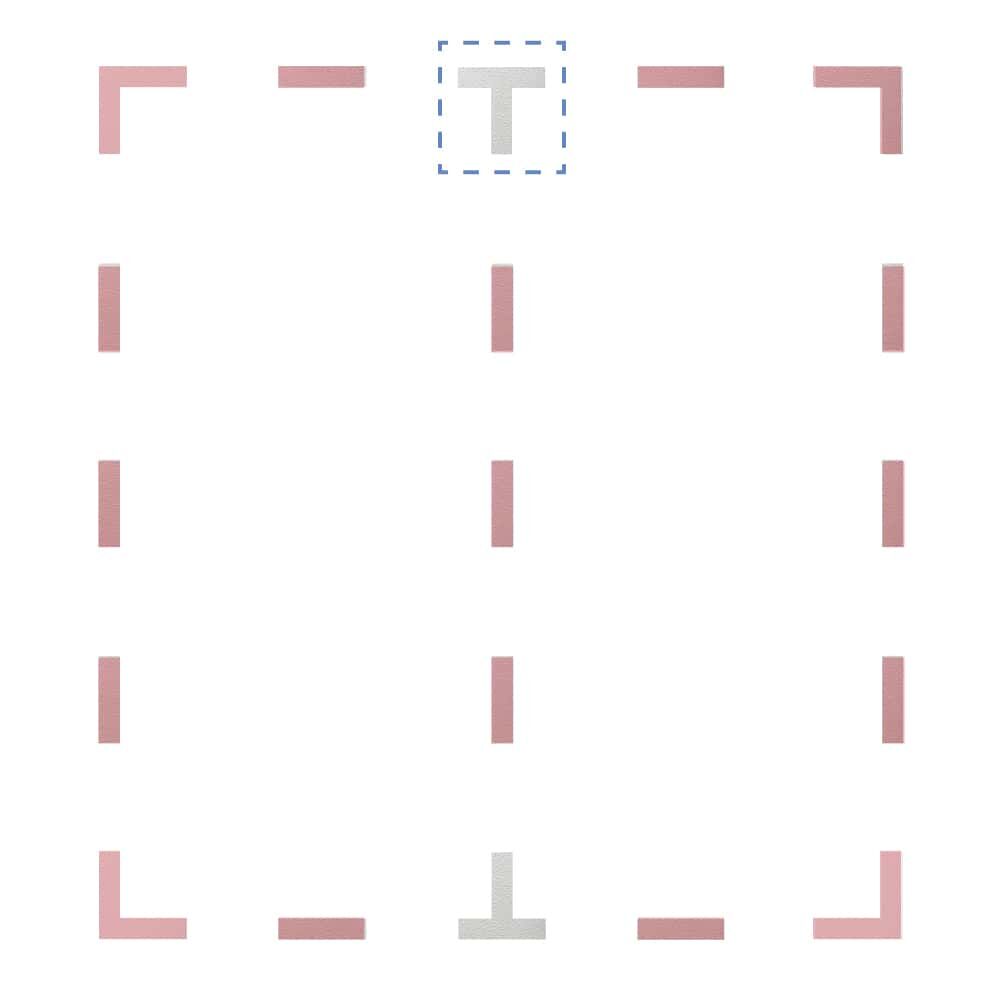 Auswahlraster zeigt Position der 3M Stamark T-Markierung im Markierungsset