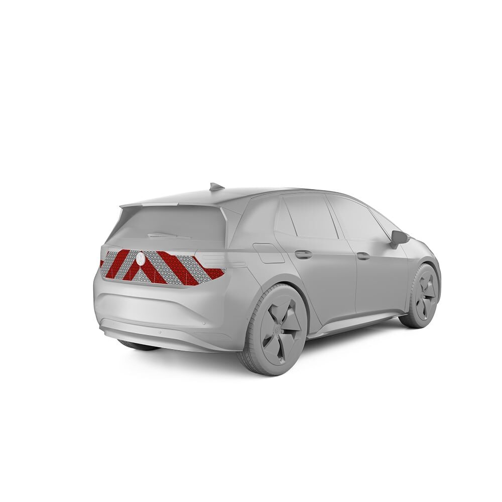 VW ID.3 mit Heckwarnmarkierung, Baujahr 2023