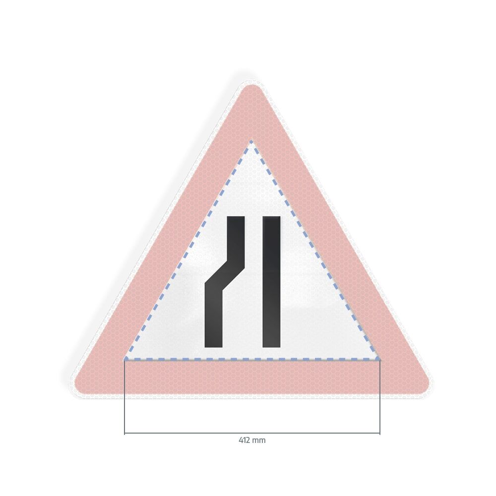 Overlay einseitig verengte Fahrbahn links mit Maßangabe 412 mm