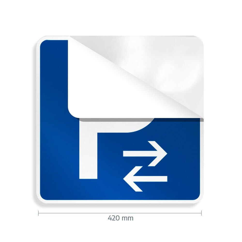 Selbstklebendes Parkplatzschild „P“ mit Pfeilen, Größe 420 mm