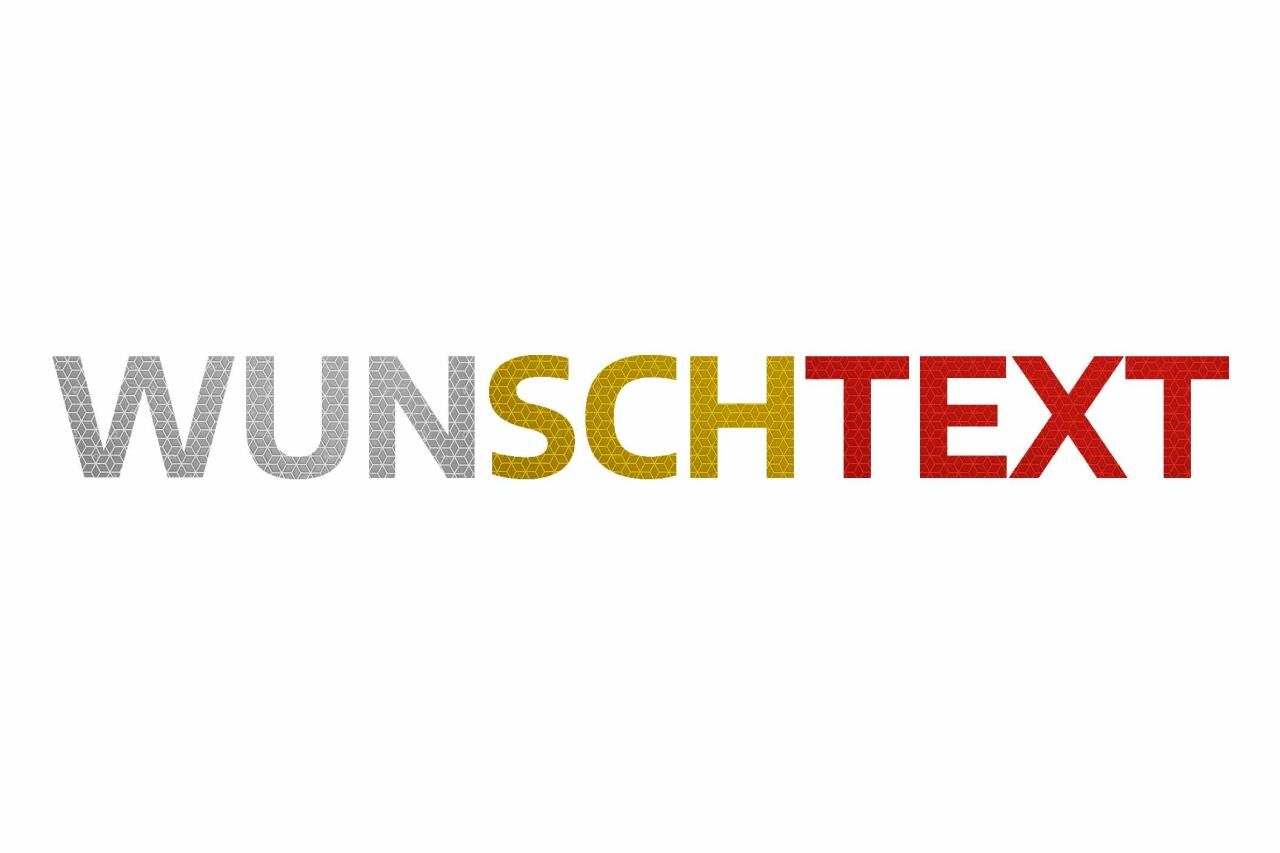 Mehrfarbiger, sehr stark reflektierender Wunschtext „WUNSCHTEXT“ als Muster