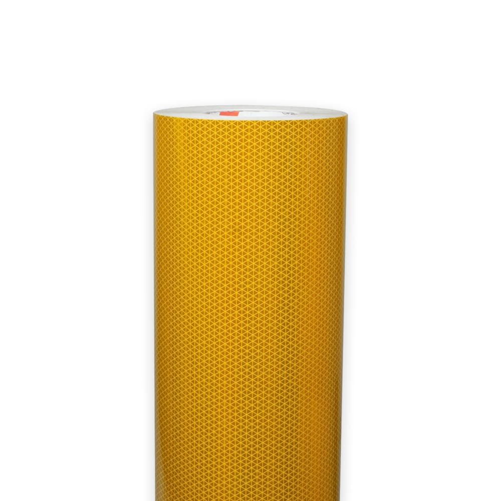 Gelbe Orafol ORALITE 5937M Rolle 1235 mm, frontale Ansicht der Mikroprismen