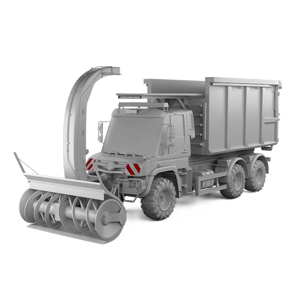 Mercedes Unimog U530 mit Blinker, ausgestattet mit Frontwarnmarkierung, Baujahr 2013