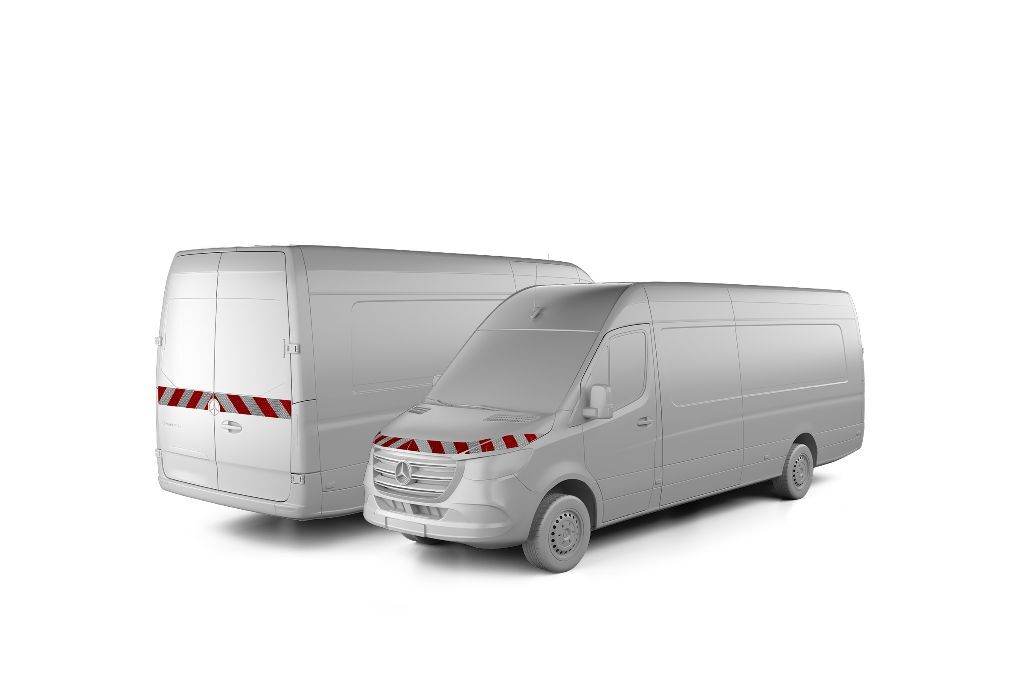 Mercedes Sprinter W 907 910 mit Front- und Heckwarnmarkierung, Baujahr 2018