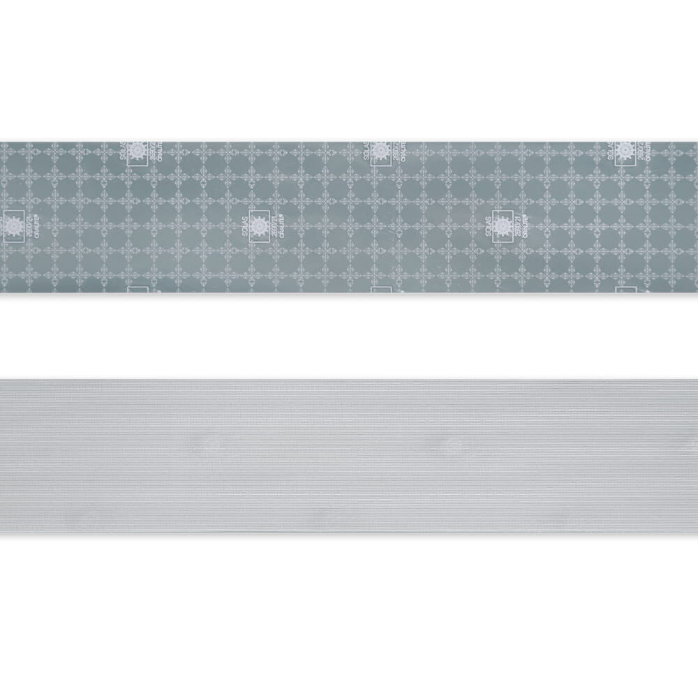 Vorder- und Rückseite des grauen annähbaren ORALITE FD 1403 Solas SEW-Reflexbands