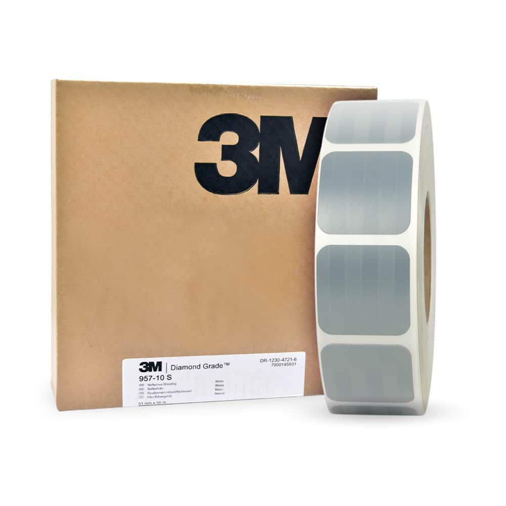 3M-Karton mit Rolle weißer 957S Quadrataufkleber für Planen.