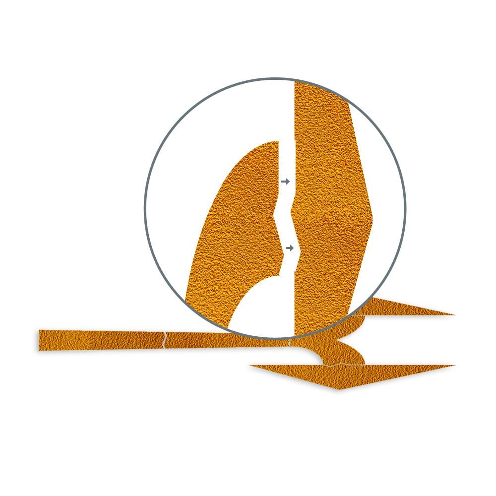 Vergrößerter Ausschnitt verdeutlicht Oberflächenstruktur sowie präzise Passform der Einzelteile