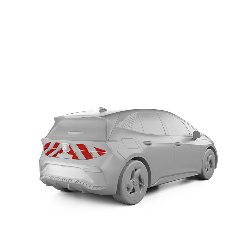 Cupra Born mit Heckwarnmarkierung, Baujahr 2022
