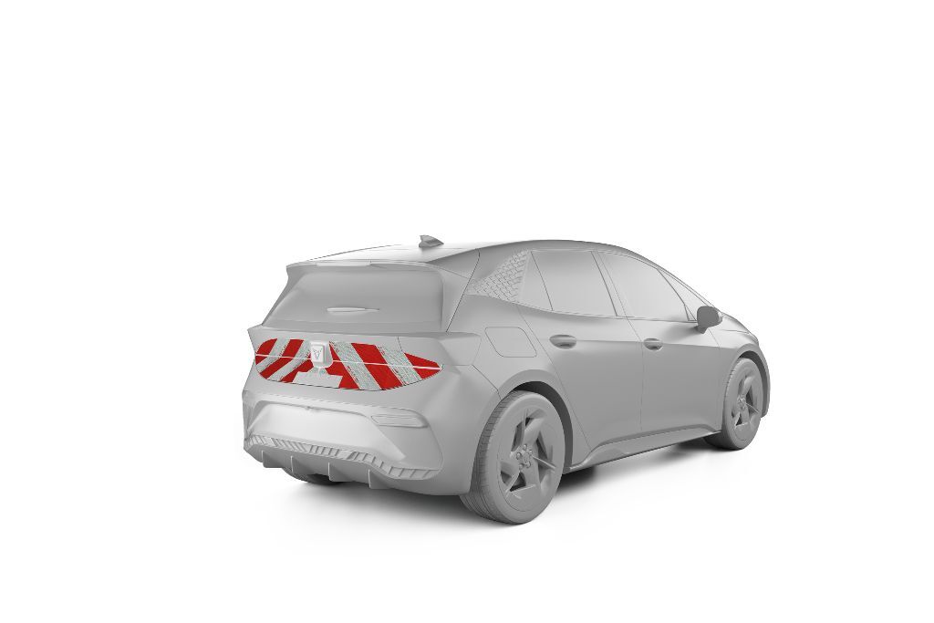 Cupra Born mit Heckwarnmarkierung, Baujahr 2022