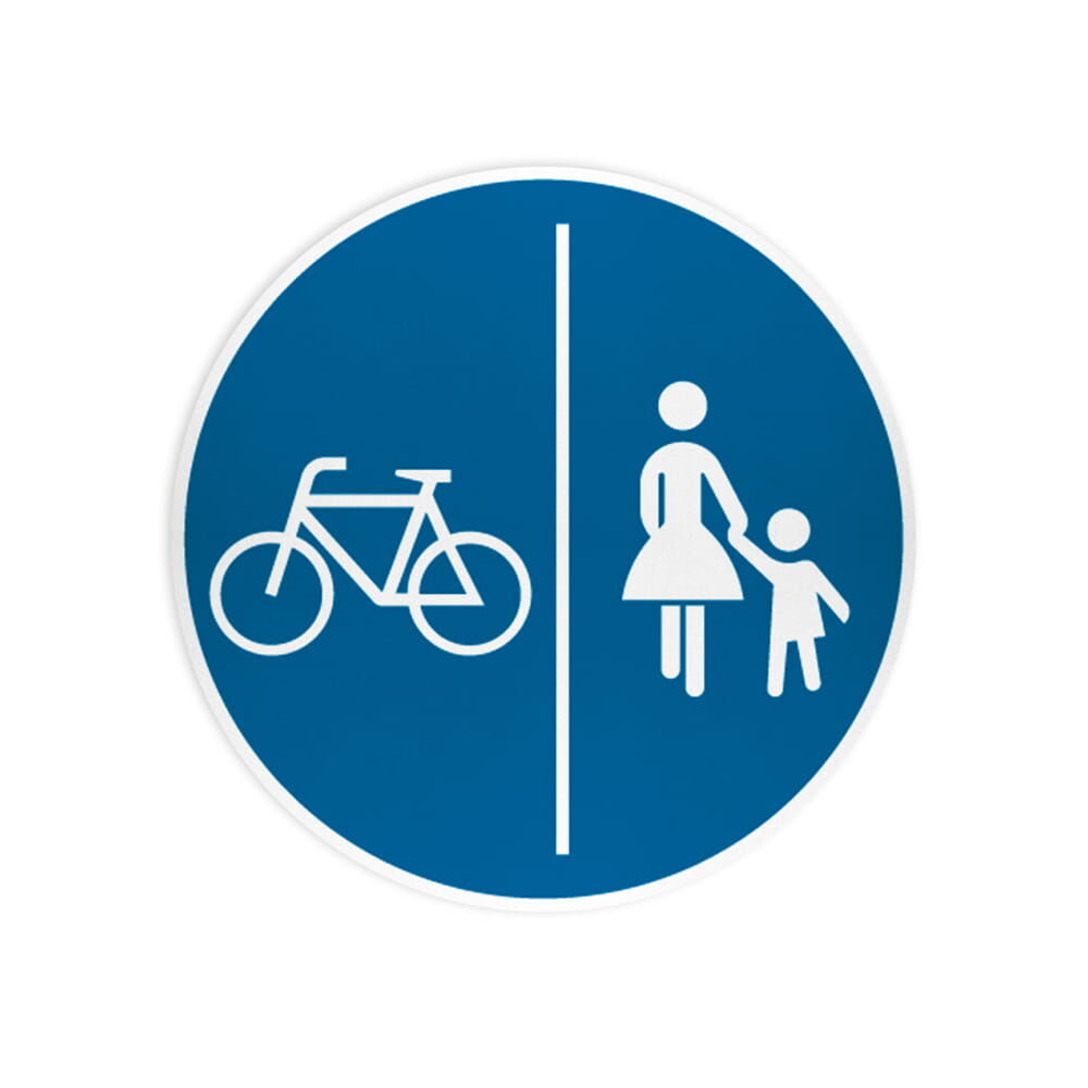 VZ 241-30 Getrennter Rad- und Gehweg, Radweg links VZ 241-30 Getrennter Rad- und Gehweg, Radweg links