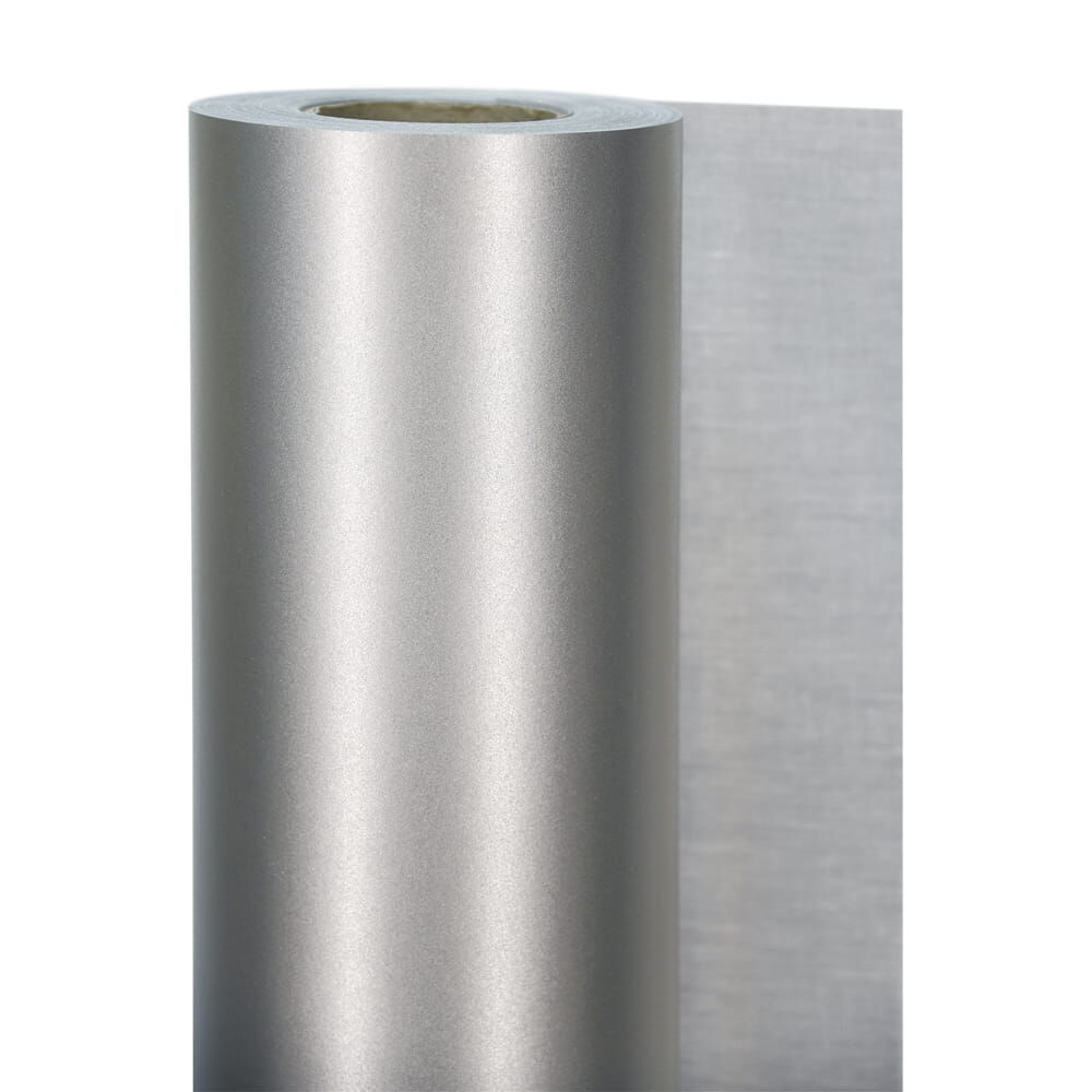 Silberne 3M Scotchlite 9825 Reflexgewebe-Rolle mit aubgerollter Folie