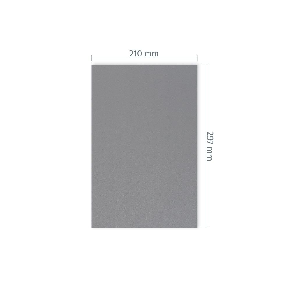 A4-Zuschnitt ORALITE Superlens 3000 mit Maßangaben 210 × 297 mm