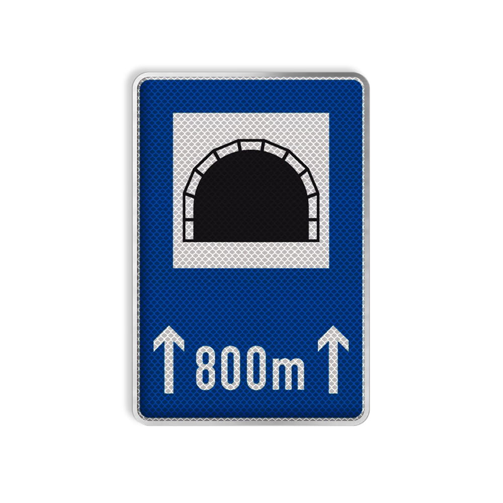 VZ 327-50 Tunnel mit Längenangabe in m RA 3 900 x 600 mm Alform