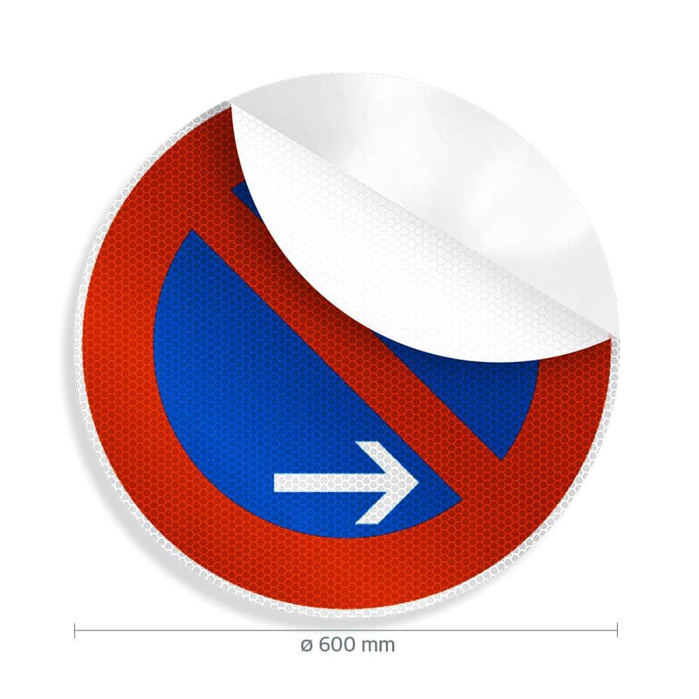 Eingeschränktes Haltverbot, Folie angehoben, Maßangabe Ø 600 mm