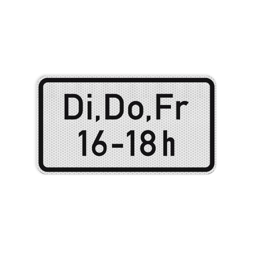 VZ 1042-34 Zeitliche Beschränkung (zweizeilig) (Di, Do, Fr, … - … h)