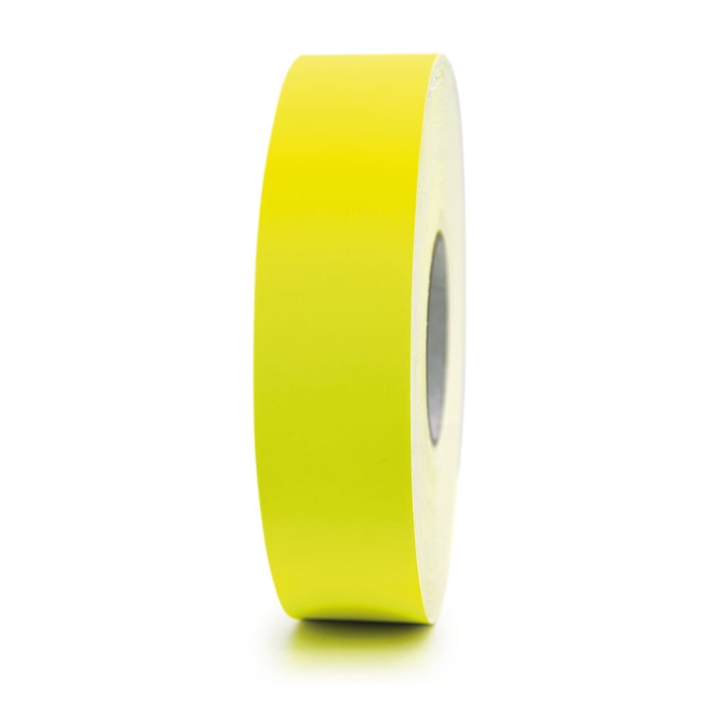 Frontale Ansicht der 50 m 3M Scotchlite 8987 Reflexgewebe-Rolle, gelb. Rollenbreite 50,8 mm